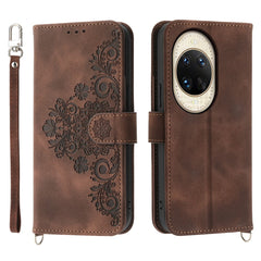 For Huawei nova 14 Ultra 5G Case Flower Pattern PU Leather Wallet Phone Cover with Strap