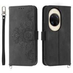 For Huawei nova 14 Ultra 5G Case Flower Pattern PU Leather Wallet Phone Cover with Strap
