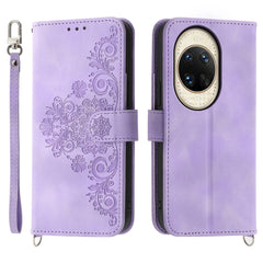 For Huawei nova 14 Ultra 5G Case Flower Pattern PU Leather Wallet Phone Cover with Strap