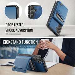 For Samsung Galaxy S24 / Galaxy S25 Case AUTSPACE A13 Vintage Leather Back Cover with Magnetic Detachable Card Bag