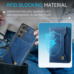 For Samsung Galaxy S24 / Galaxy S25 Case AUTSPACE A13 Vintage Leather Back Cover with Magnetic Detachable Card Bag