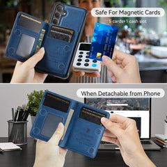 For Samsung Galaxy S24 / Galaxy S25 Case AUTSPACE A13 Vintage Leather Back Cover with Magnetic Detachable Card Bag