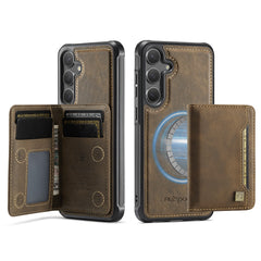 For Samsung Galaxy S24 / Galaxy S25 Case AUTSPACE A13 Vintage Leather Back Cover with Magnetic Detachable Card Bag