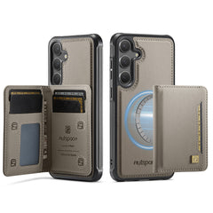 For Samsung Galaxy S24 / Galaxy S25 Case AUTSPACE A13 Vintage Leather Back Cover with Magnetic Detachable Card Bag