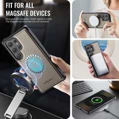 For Samsung Galaxy S25 Ultra Case AUTSPACE A13 Vintage Leather Back Cover with Magnetic Detachable Card Bag