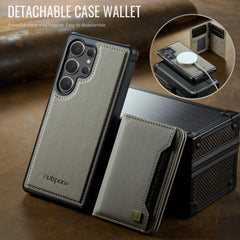 For Samsung Galaxy S25 Ultra Case AUTSPACE A13 Vintage Leather Back Cover with Magnetic Detachable Card Bag