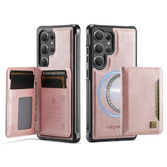For Samsung Galaxy S25 Ultra Case AUTSPACE A13 Vintage Leather Back Cover with Magnetic Detachable Card Bag