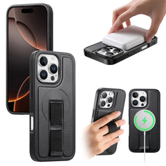 For iPhone 16 Pro Max Magnetic Case CASENEO Wristband PU Leather + PC Shockproof Phone Cover