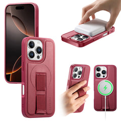 For iPhone 16 Pro Max Magnetic Case CASENEO Wristband PU Leather + PC Shockproof Phone Cover