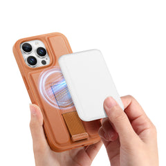 For iPhone 16 Pro Magnetic Case CASENEO Wristband PU Leather + PC Shockproof Phone Cover