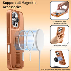 For iPhone 16 Pro Magnetic Case CASENEO Wristband PU Leather + PC Shockproof Phone Cover