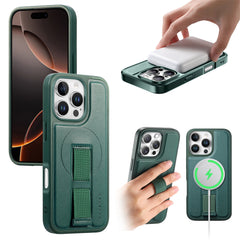 For iPhone 16 Pro Magnetic Case CASENEO Wristband PU Leather + PC Shockproof Phone Cover