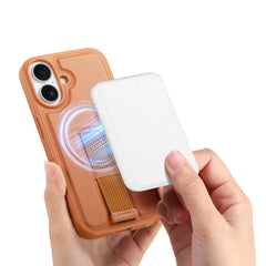 For iPhone 16 Magnetic Case CASENEO Wristband PU Leather + PC Shockproof Phone Cover