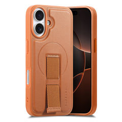 For iPhone 16 Magnetic Case CASENEO Wristband PU Leather + PC Shockproof Phone Cover