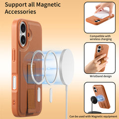 For iPhone 16 Magnetic Case CASENEO Wristband PU Leather + PC Shockproof Phone Cover