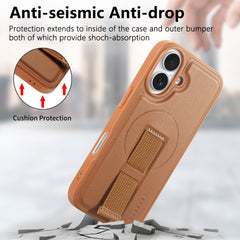 For iPhone 16 Magnetic Case CASENEO Wristband PU Leather + PC Shockproof Phone Cover