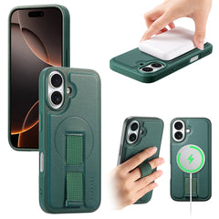 For iPhone 16 Magnetic Case CASENEO Wristband PU Leather + PC Shockproof Phone Cover