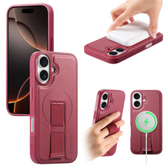 For iPhone 16 Magnetic Case CASENEO Wristband PU Leather + PC Shockproof Phone Cover