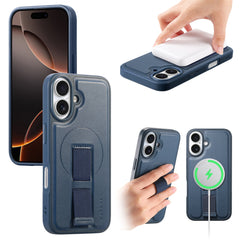 For iPhone 16 Magnetic Case CASENEO Wristband PU Leather + PC Shockproof Phone Cover