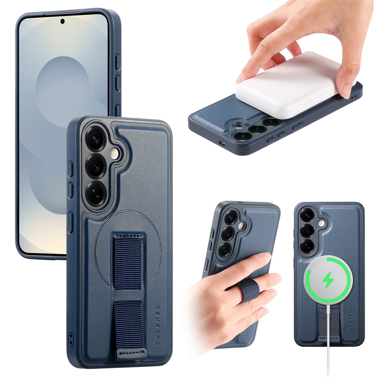 For Samsung Galaxy S24 / Galaxy S25 Magnetic Case CASENEO Wristband PU Leather + PC Shockproof Phone Cover