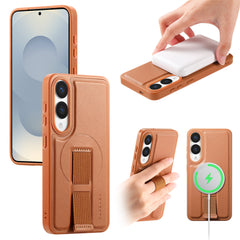 For Samsung Galaxy S25 Edge Magnetic Case CASENEO Wristband PU Leather + PC Shockproof Phone Cover