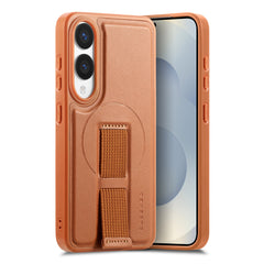 For Samsung Galaxy S25 Edge Magnetic Case CASENEO Wristband PU Leather + PC Shockproof Phone Cover