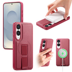 For Samsung Galaxy S25 Edge Magnetic Case CASENEO Wristband PU Leather + PC Shockproof Phone Cover