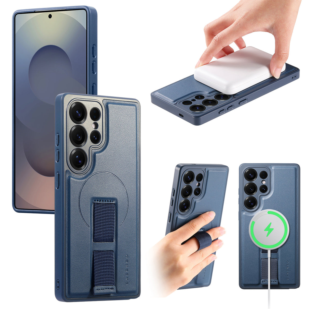 For Samsung Galaxy S25 Ultra Magnetic Case CASENEO Wristband PU Leather + PC Shockproof Phone Cover