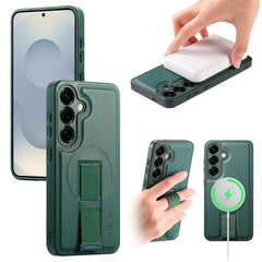 Étui magnétique pour Samsung Galaxy S24+ / Galaxy S25+, bracelet en cuir PU + coque antichoc en polycarbonate 
