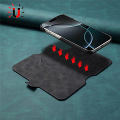 DENIOR B07 For iPhone 16 Case Leather + PC Magnetic Detachable Wallet Phone Cover