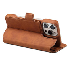 DENIOR B07 For iPhone 16 Pro Case Leather + PC Magnetic Detachable Wallet Phone Cover