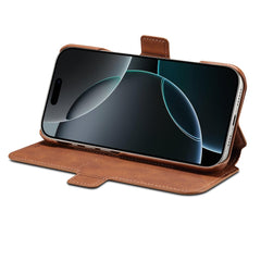 DENIOR B07 For iPhone 16 Pro Case Leather + PC Magnetic Detachable Wallet Phone Cover