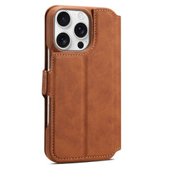 DENIOR B07 For iPhone 16 Pro Case Leather + PC Magnetic Detachable Wallet Phone Cover