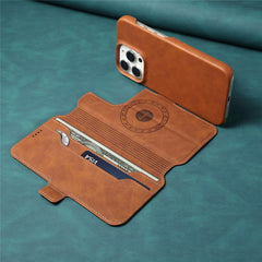 DENIOR B07 For iPhone 16 Pro Case Leather + PC Magnetic Detachable Wallet Phone Cover