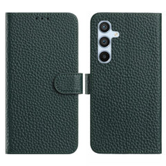 For Samsung Galaxy S25 Case Wallet Stand Litchi Texture Genuine Cow Leather Flip Phone Cover