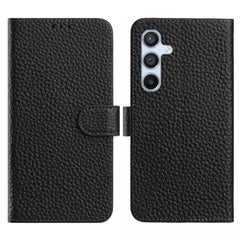 For Samsung Galaxy S25 Case Wallet Stand Litchi Texture Genuine Cow Leather Flip Phone Cover