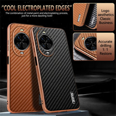 Coque AZNS pour Huawei Nova 14 5G, coque en fibre de carbone galvanisée, étui en PU + TPU 