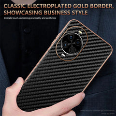 Coque AZNS pour Huawei Nova 14 5G, coque en fibre de carbone galvanisée, étui en PU + TPU 
