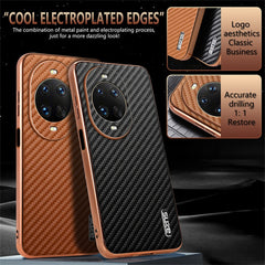 AZNS For Huawei nova 14 Pro 5G Case Electroplating Carbon Fiber Texture PU + TPU Phone Cover