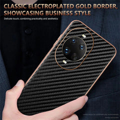 AZNS For Huawei nova 14 Pro 5G Case Electroplating Carbon Fiber Texture PU + TPU Phone Cover