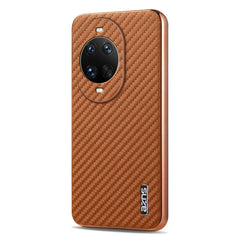 AZNS For Huawei nova 14 Ultra 5G Case Electroplating Carbon Fiber Texture PU + TPU Phone Cover