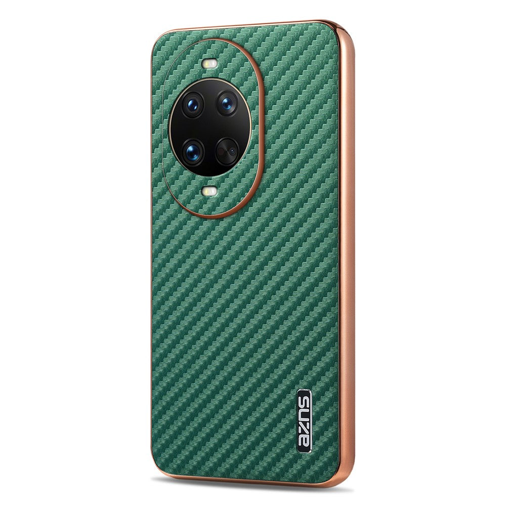 AZNS For Huawei nova 14 Ultra 5G Case Electroplating Carbon Fiber Texture PU + TPU Phone Cover