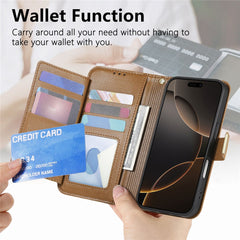 For iPhone 16 Case Floral Leaf Pattern Multi Card Slots Zipper Leather Phone Cover with Wrist Strap
