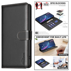 Étui portefeuille en cuir pour Samsung Galaxy S25 FE BINFEN COLOR BF32 avec blocage RFID 