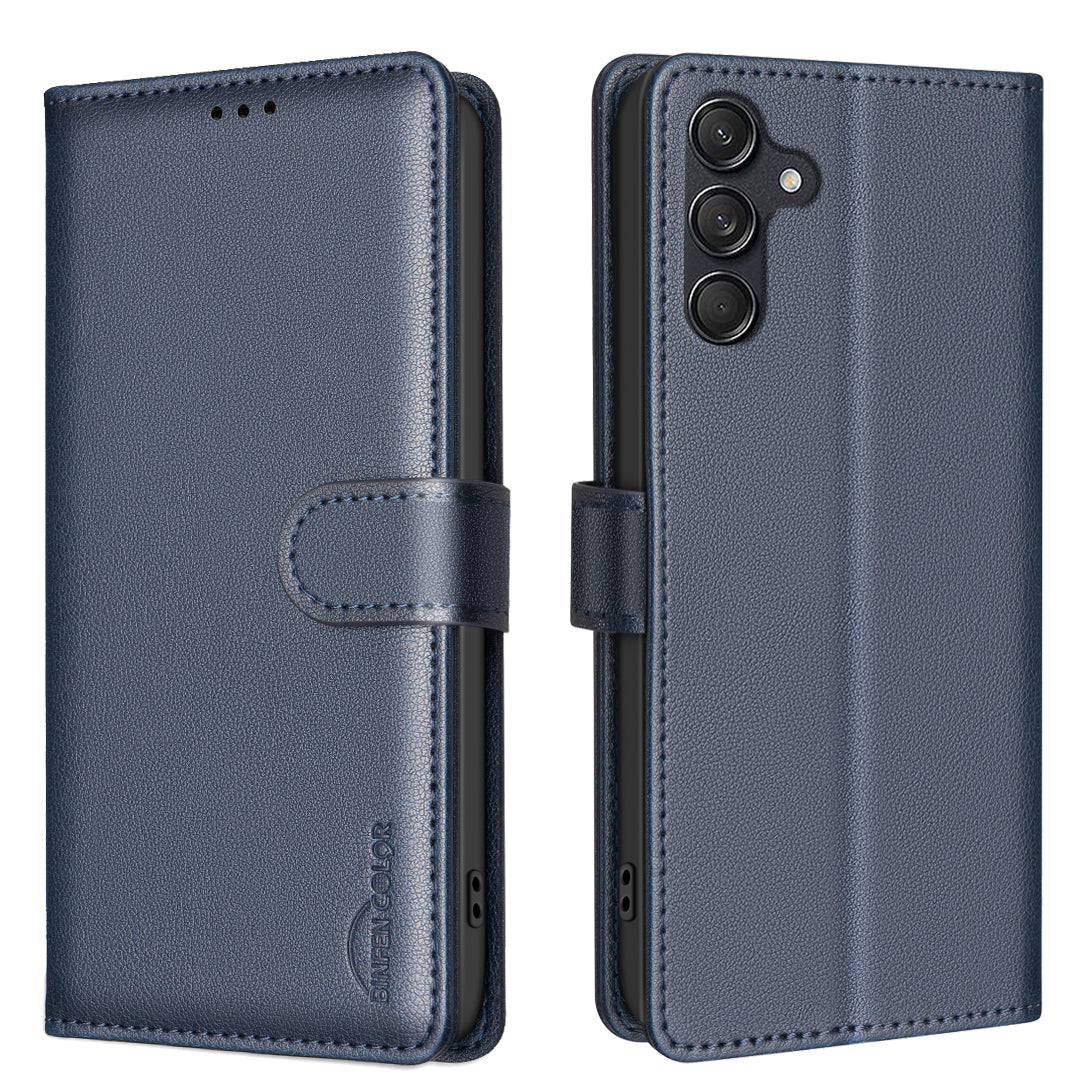Étui portefeuille en cuir pour Samsung Galaxy S25 FE BINFEN COLOR BF32 avec blocage RFID 