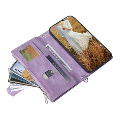 For Samsung Galaxy S25 FE Wallet Case Rhombus Stitching Line PU Leather Phone Cover with Wrist Strap