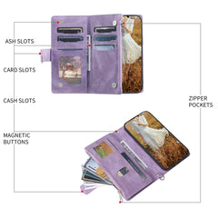 For Samsung Galaxy S25 FE Wallet Case Rhombus Stitching Line PU Leather Phone Cover with Wrist Strap