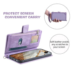 For Samsung Galaxy S25 FE Wallet Case Rhombus Stitching Line PU Leather Phone Cover with Wrist Strap