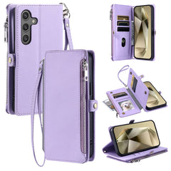 Coque portefeuille en cuir TPU et PU pour Samsung Galaxy S25 FE avec dragonne 