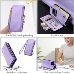 Coque portefeuille en cuir TPU et PU pour Samsung Galaxy S25 FE avec dragonne 